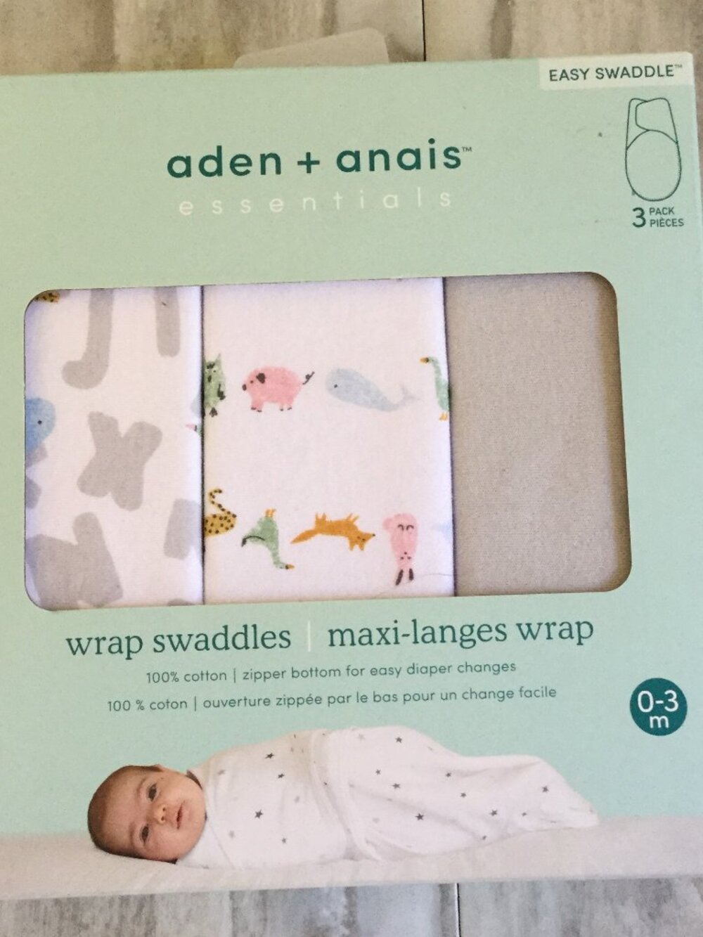 NEW Aden + Anais Essentials 3-pack Cotton Wrap Swaddles